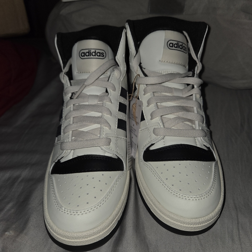 Adidas Women's White and Black High-Top Sneakers